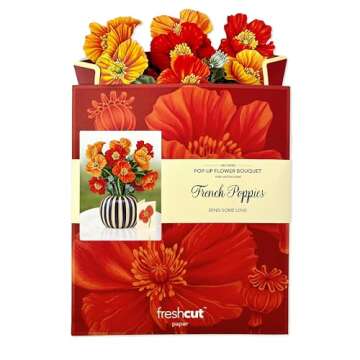 Freshcut Paper Pop Up Cards, Paper Flower Bouquet 3D Popup Greeting Cards with Note Card & Envelope, Birthday Card, Anniversary Card, Get Well Gifts for Women,12" French Blooms