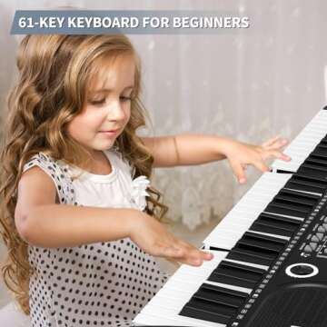 61 Keys Keyboard Piano, Electronic Digital Piano with Built-In Speaker Microphone, Sheet Stand and Power Supply, Portable Keyboard Gift Teaching for Beginners