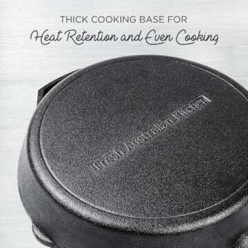 Fresh Australian Kitchen 12" Cast Iron Skillets Nonstick - Pre Seasoned Frying Pan Cookware Pan for Cooking