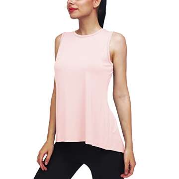 Mippo Workout Tops for Women Yoga Tops Running Shirts Tie Back Tank Tops Workout Tanks Tennis Shirts Sport Clothes Active Athletic Wear Exercise Tops for Women Pink S