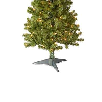 National Tree Company Pre-Lit Artificial Full Christmas Tree, Green, Canadian Fir Grande, White Lights, Includes Stand, 4 Feet