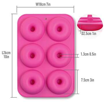 homEdge Silicone Donut Molds, 3-Pack of Non-Stick Food Grade Silicone Pans for Donut Baking – Green,Pink,Blue