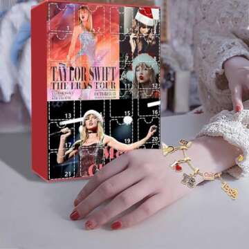 Advent Calendar Bracelet Taylor Lovers Gift, 24 Days of Advent Calendar Countdown Calendar for Music Lovers, Fans, Teens and Friends - TS DIY Bracelet Kit (Style B)