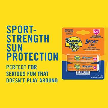 Banana Boat Sport Ultra SPF 50 Lip Sunscreen 2 Pack | SPF Lip Balm, Banana Boat Sunscreen for Lips, Beach Essentials, Beach Necessities, Summer Essentials, Sun Care, Sunblock for Lips, Twin Pack