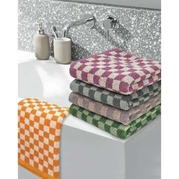 Jacquotha 5 Pcs Hand Towels Checkered - Cotton Towels for Bathroom Kitchen Guest, Fall Hand Towel Set for Gifts, Multicolor Towels for The Whole Family 29” x 13”