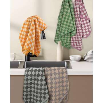 Jacquotha 5 Pcs Hand Towels Checkered - Cotton Towels for Bathroom Kitchen Guest, Fall Hand Towel Set for Gifts, Multicolor Towels for The Whole Family 29” x 13”