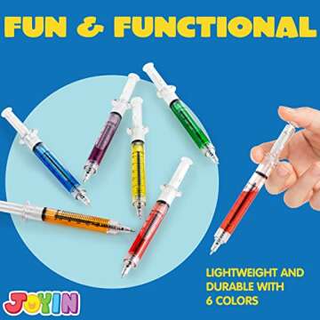 JOYIN Syringe Pens Bulk Party Favors 36pk- Retractable Fun Nurse Pens, Multi Color Novelty Pens, Nursing School Supplies, Halloween Party Favors