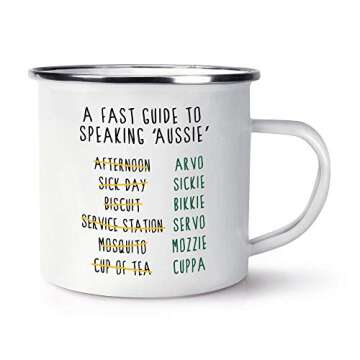 A Fast Guide To Speaking Aussie Retro Enamel 11 oz Ceramic Glossy Mug With C-handle Australia Australian Funny