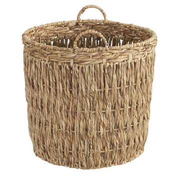 Household Essentials Brown Tall Round Wicker Storage Basket