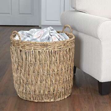 Household Essentials Brown Tall Round Wicker Storage Basket