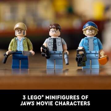 LEGO Ideas Jaws Set - Diorama Kit for Fans of The Classic Movie - Shark Toy - Movie Memorabilia Gift for Adults - Includes Orca Boat and Chief Brody, Hooper and Quint Minifigures - 21350