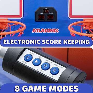 Basketball Game Dual Players Hoop Arcade for Kids and Adults, Fun, Activity for Home Office, Birthday Party Favor, Electronic Scoring System with 5 Basketballs, Indoor Sports Fun