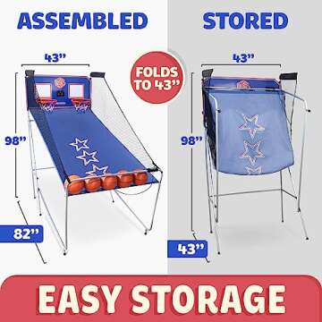 Basketball Game Dual Players Hoop Arcade for Kids and Adults, Fun, Activity for Home Office, Birthday Party Favor, Electronic Scoring System with 5 Basketballs, Indoor Sports Fun