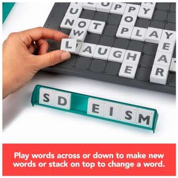 Spin Master Games, Upwords, Word Game Stackable Letter Tiles & Rotating Board, 2023 Version, Family Game Night, Christmas Gifts for Kids, for Ages 8+