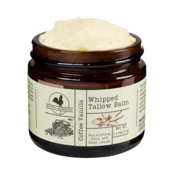 Hearth and Homestead: Organic Whipped Tallow Balm in Coffee Vanilla - 1.3 oz