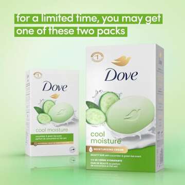 Dove Cool Moisture Bar Soap, Cucumber & Green Tea Scent