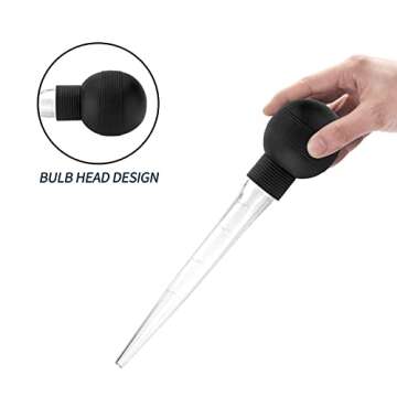 Kendane Turkey Baster With Cleaning Brush, Baster Syringe for Home Baking and Roaster Turkey, Include Detachable Food Grade Bulb with Double Scales for BBQ Grill Baking Kitchen Cooking