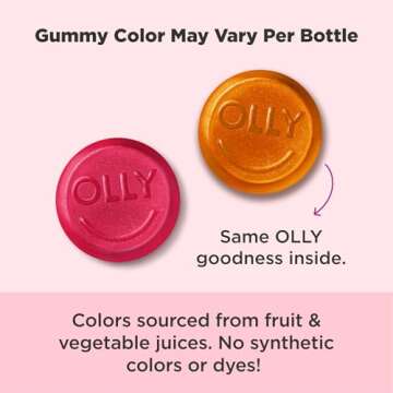 OLLY Undeniable Beauty Gummy, For Hair, Skin, Nails, Biotin, Vitamin C, Keratin, Chewable Supplement, Grapefruit, 30 Day Supply - 60 Count