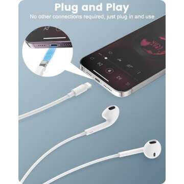 Wired in-Ear Headphones for iPhone Earbuds with Microphone & Volume Control Lighting Earphones Nosie Reduction Compatible with iPhone 14/13/12/11/XR/XS/X/8/7/SE/Pro/Pro Max - White