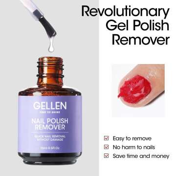 Gellen Gel Polish Remover Kit - Gel Nail Polish Remover with Latex Tape Peel Off Liquid and Manicure Tools, Quick & Easy Gel Polish Remover in 2-5 minutes, No Damage to Nails