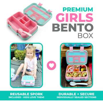 Kinsho Bento Lunch Box for Kids - Aqua Cat & Mermaid