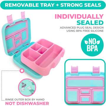 Kinsho Bento Lunch Box for Kids - Aqua Cat & Mermaid