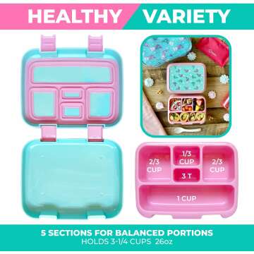 Kinsho Bento Lunch Box for Kids - Aqua Cat & Mermaid