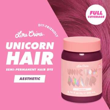 Lime Crime Unicorn Hair Dye Full Coverage, Aesthetic (Mauve) - Vegan and Cruelty Free Semi-Permanent Hair Color Conditions & Moisturizes - Temporary Mauve Hair Dye With Sugary Citrus Vanilla Scent