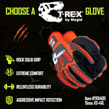 Impact-Resistant MAGID T-REX Work Gloves Size 8