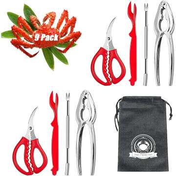 9Pcs Seafood Tools Set Crab Lobster Crackers Stainless Steel Forks Opener Shellfish Lobster Crab Leg Sheller Nut Crackers