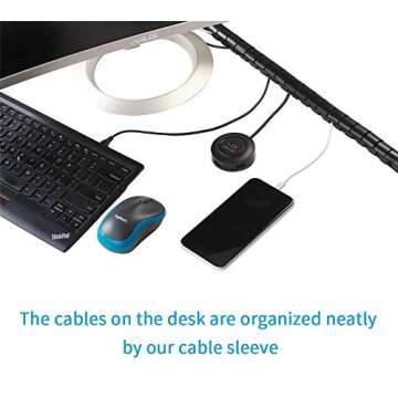 Alex Tech 10ft – 1 inch Cable Sleeve Easy Wrap Cable Management Sleeve Wire Wrap Cord Organizer for Computer TV Home Office - Black