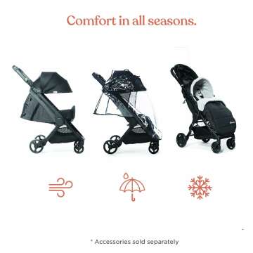 Ergobaby Metro+ Compact Baby Stroller, Lightweight Umbrella Stroller Folds Down for Overhead Airplane Storage (Carries up to 50 lbs), Car Seat Compatible, Black