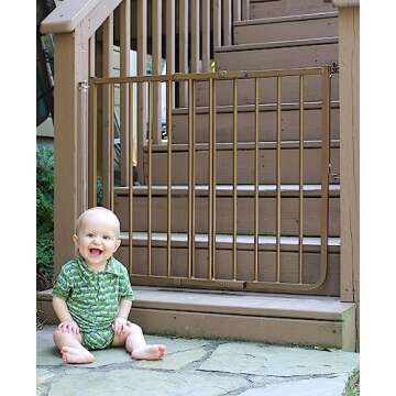 Cardinal Gates SS30OD Outdoor Baby Gate for Stairs - Adjustable Outdoor Dog Gate - Aluminum Safety Gate for Kids & Pets - Can be Installed at Angles - 27 to 42.5 Inches Wide - Brown