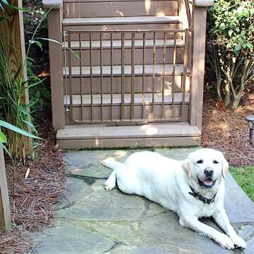 Cardinal Gates SS30OD Outdoor Baby Gate for Stairs - Adjustable Outdoor Dog Gate - Aluminum Safety Gate for Kids & Pets - Can be Installed at Angles - 27 to 42.5 Inches Wide - Brown