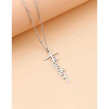 Lcherry Teacher Cross Necklace for Women - Gift Idea