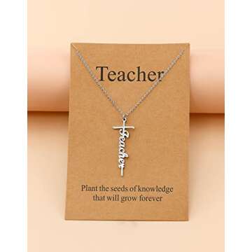 Lcherry Teacher Cross Necklace for Women - Gift Idea