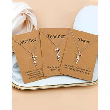 Lcherry Teacher Cross Necklace for Women - Gift Idea