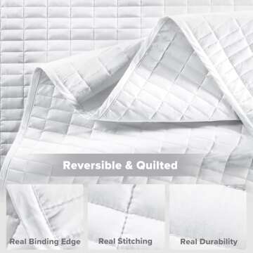 Comfort Spaces Kienna Quilt Set-Luxury Double Sided Stitching Design Summer Blanket, Lightweight, Soft, All Season Bedding Layer, Matching Sham, White, Coverlet Full/Queen(90"x90") 3 Piece