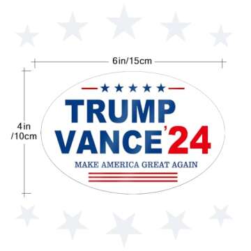 QSUM 2 Pack Trump Vance 2024 Magnet, Make America Great Again Trump Vance 2024 Stickers, 4"x6" Trump Magnet Bumper Decal Car Stickers