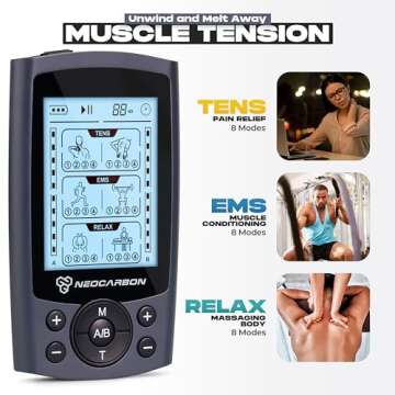 TENS Unit Muscle Stimulator, Electronic PMS Pulse Massager Machine for Shock Physical Therapy, Back Pain Relief, Sciatica and Shoulder Recovery, Gray