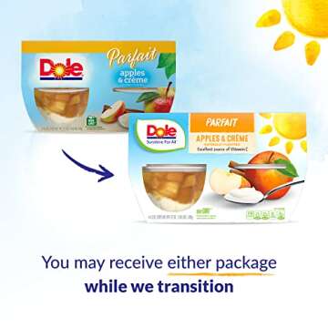 Dole Fruit Bowls Low Fat Apples & Creme Parfait Snacks, 4oz 24 Total Cups, Gluten & Dairy Free, Bulk Lunch Snacks for Kids & Adults