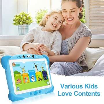 Kids Tablet 7 Toddler Tablet for Kids, 32GB Tablet for Toddler Learning, Children Tablet with WiFi, Camera, IPS Screen, Parental Control, Pre-Installed Apps,Toddler Tablet for Boys Girl（Blue）