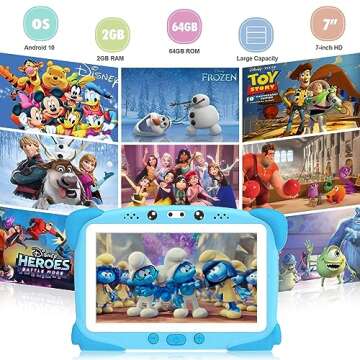 Kids Tablet 7 Toddler Tablet for Kids, 32GB Tablet for Toddler Learning, Children Tablet with WiFi, Camera, IPS Screen, Parental Control, Pre-Installed Apps,Toddler Tablet for Boys Girl（Blue）