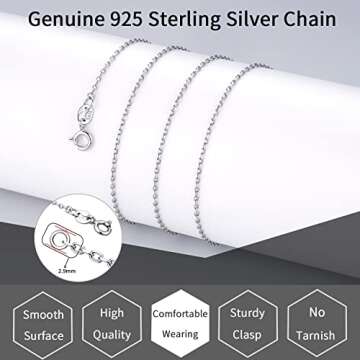 Jewlpire 925 Sterling Silver Chain Necklace Chain for Women 1.1mm Cable Chain Necklace Upgraded Spring-Ring Clasp - Thin & Sturdy 14 Inch