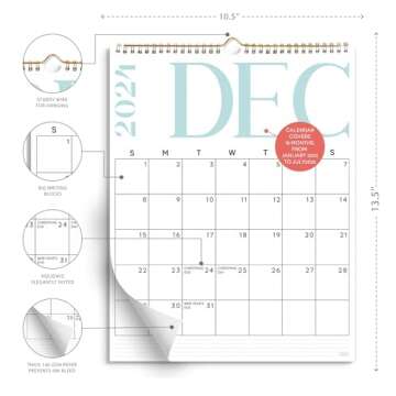 S&O Modern Vertical Wall Calendar from January 2024-June 2025 - Tear-Off Monthly Calendar - 18 Month Academic Wall Calendar - Hanging Calendar to Track Anniversaries & Appointments - 13.5"x10.5”in