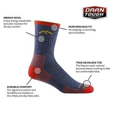 Darn Tough Vermont Hiker Merino Wool Boot Socks Cushion