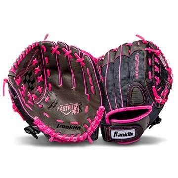 Franklin Sports Softball Glove - Left and Right Handed Softball Windmill Fastpitch Pro Series Adult and Youth Fielding Glove - 12 Inch Right Hand Throw - Pink