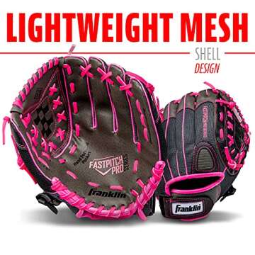 Franklin Sports Softball Glove - Left and Right Handed Softball Windmill Fastpitch Pro Series Adult and Youth Fielding Glove - 12 Inch Right Hand Throw - Pink