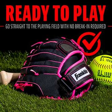 Franklin Sports Softball Glove - Left and Right Handed Softball Windmill Fastpitch Pro Series Adult and Youth Fielding Glove - 12 Inch Right Hand Throw - Pink