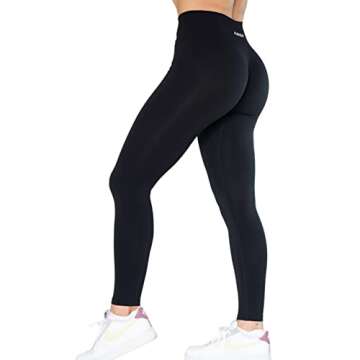 AUROLA Dream Collection Workout Leggings for Women High Waist Seamless Scrunch Athletic Running Gym Fitness Active Pants Dark Black S